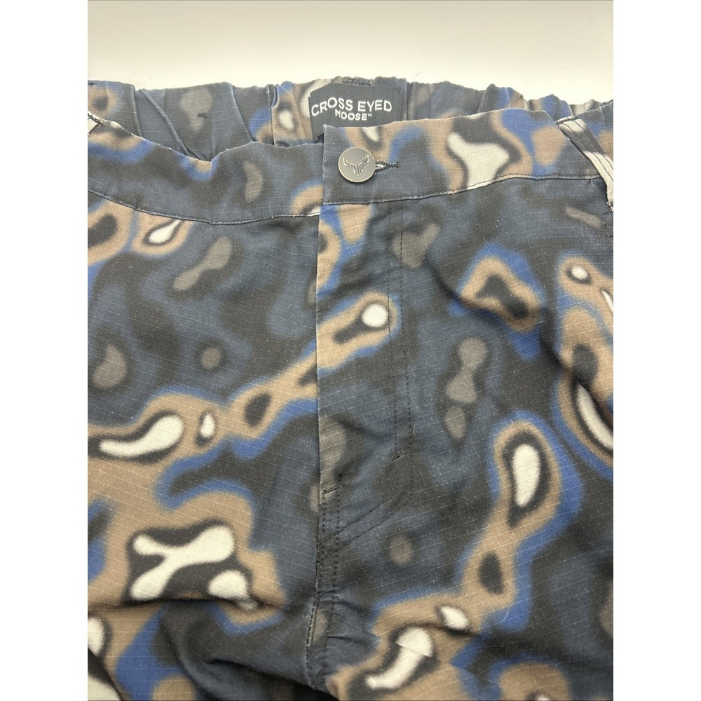 Men's Track Cargo Pants Cross Eyed Moose Abstract Blue Camo Camouflage Size 32